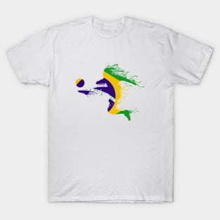 Funny Brazil Soccer Player Tee Brazilian Flag Girls Boys T-Shirt